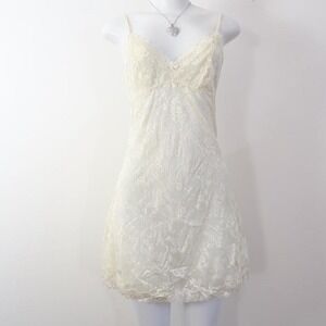 vintage cream lace slip dress coquette angelcore mini dress size M